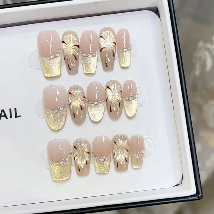 Artistic Floral Pattern Press-On Nail Set Bowlift