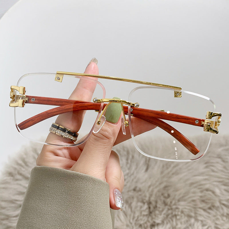 Women's fashionable glasses with stylish wooden frame Bowlift