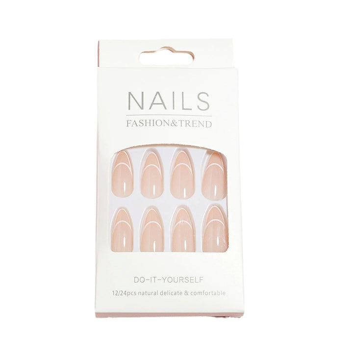Almond-Shaped Press-On Nails with Elegantly Curved French Tips Bowlift