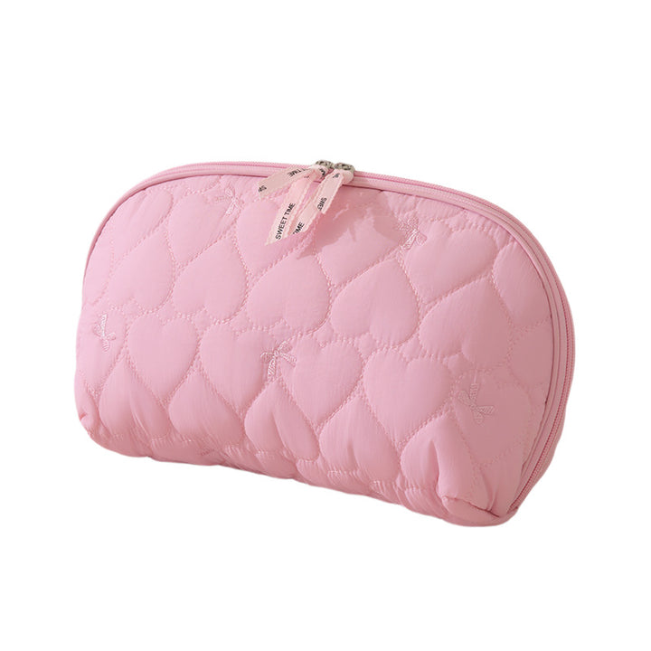 Heart-Quilted Makeup Pouch Bowlift