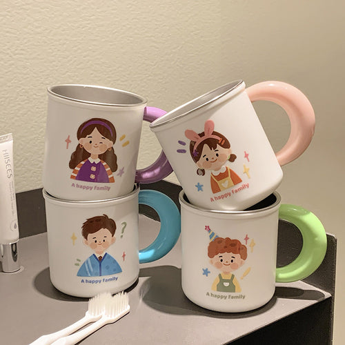 Stainless steel ceramic mug with cheerful family motif Bowlift