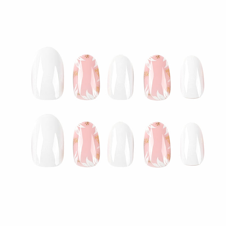 Artistic nail designs with glitter and floral accent Bowlift