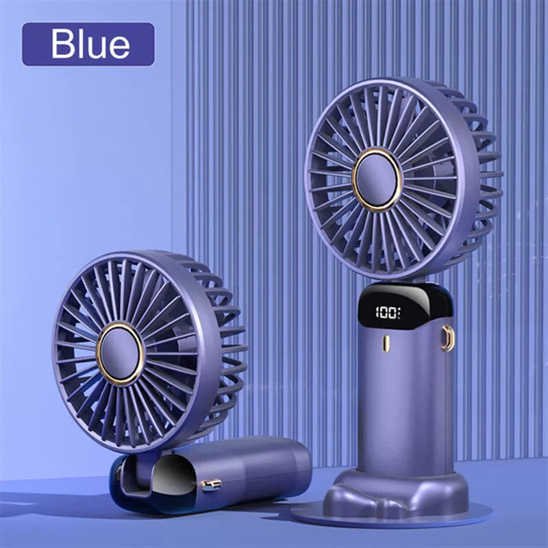 Unisex One Size Foldable Rechargeable Hand Fan with LED Battery Status Indicator and Removable Charging Station Bowlift