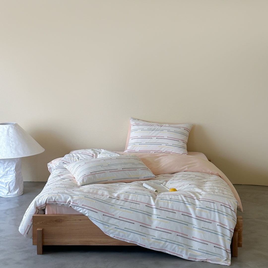 Striped Lightweight Cotton Duvet Cover Set with Pillowcases