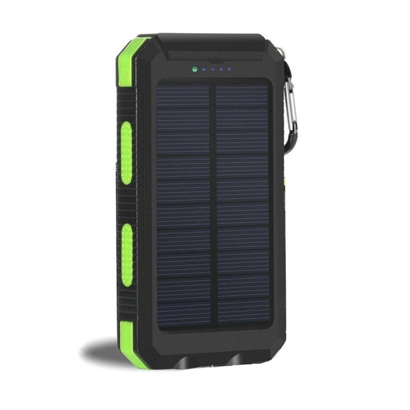 Solar-powered power bank with impact-resistant design and integrated carabiner Bowlift
