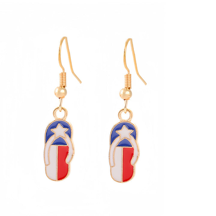 Women's nan patriotic horseshoe enamel dangle earrings with star-accented design and fishhook findings Bowlift