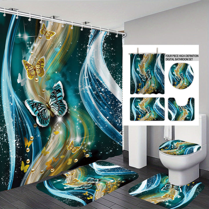 High-Definition Leopard-Themed Four-Piece Bathroom Set Bowlift