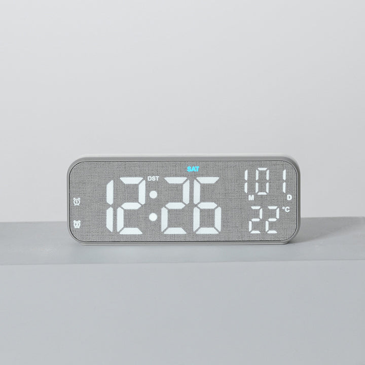 Digital wooden alarm clock with temperature and day of the week display Bowlift