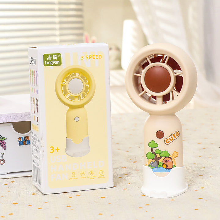 Women Handheld Mini-Fan with USB Charging Function and Ergonomic Design Bowlift