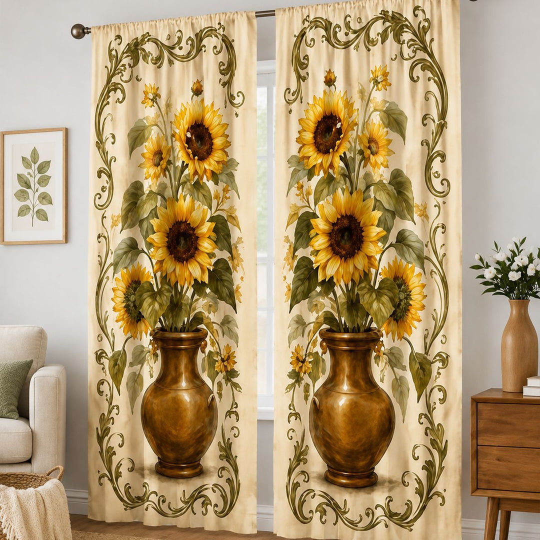 Floral Patterned Window Curtains