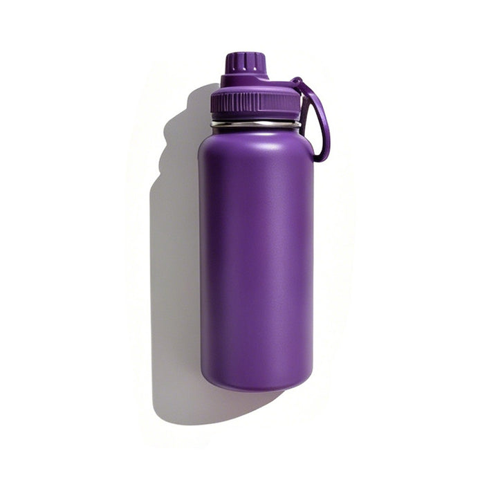 Insulated stainless steel water bottle with wide mouth and silicone carry loop Bowlift