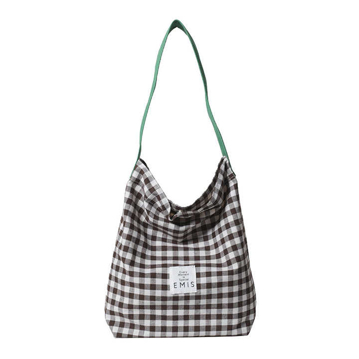 Charming Checkered Fabric Tote Bag