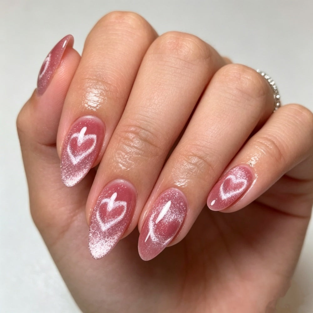 Artificial nails in romantic heart design Bowlift