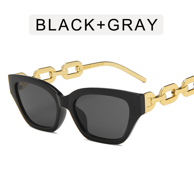 Chic Cat-Eye Sunglasses with Statement Chain Bowlift
