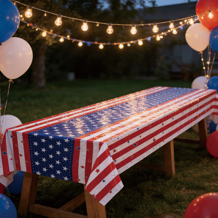 Unisex nan coated tablecloth with stars and stripes pattern, wipeable and waterproof Bowlift