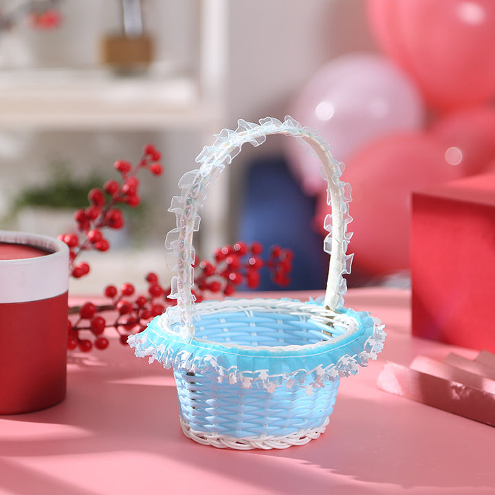 Ladies Decorative Child Basket with Ruffles Bowlift