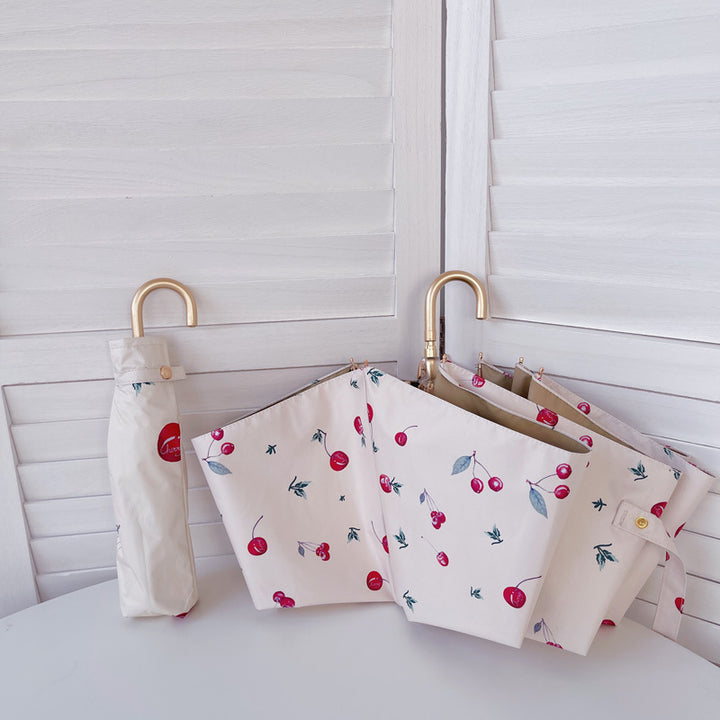 Ladies folding umbrella with fruity cherry design Bowlift