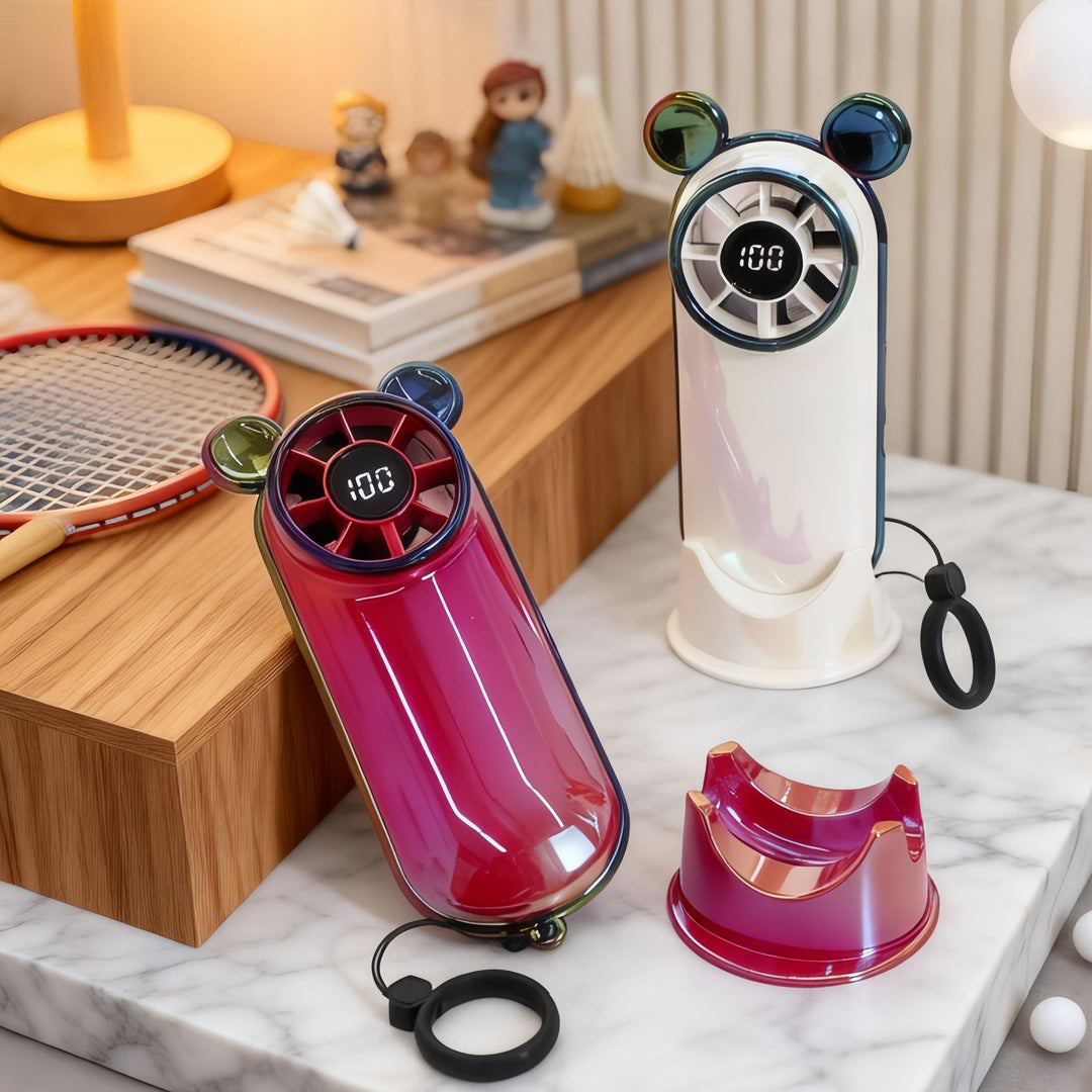 Women Portable Mini Fan with LCD Display Bowlift