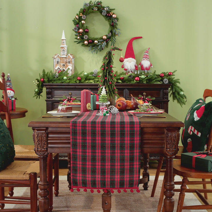 Stylish Pom-Pom Trimmed Table Runner