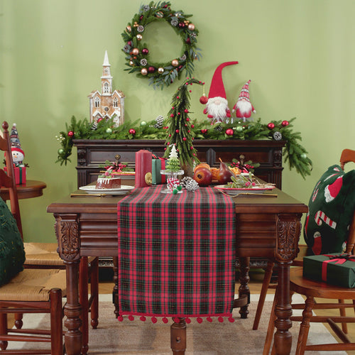 Stylish Pom-Pom Trimmed Table Runner