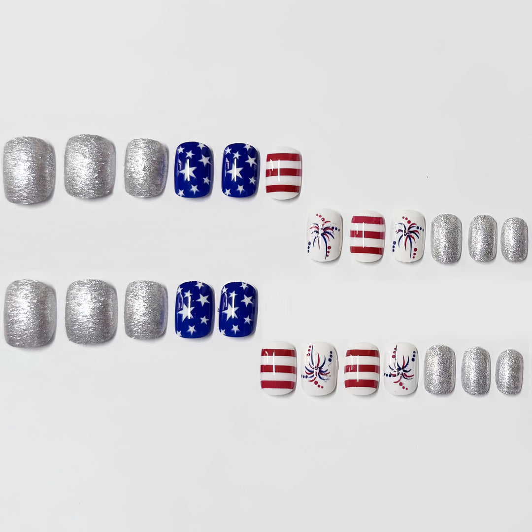 Patriotic Themed Press-On Nail Art Set Bowlift