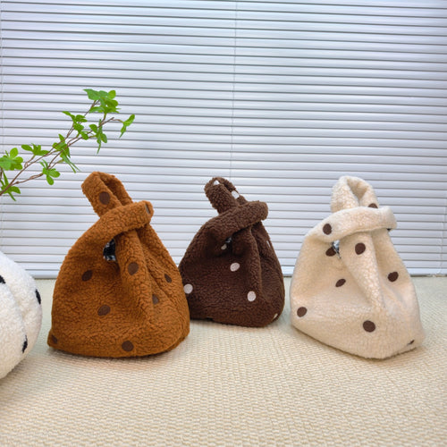 Compact Fuzzy Polka Dot Sling Bag Bowlift