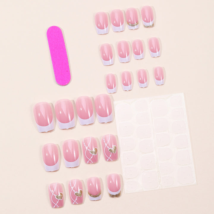 Elegant Heart-Themed Acrylic Nail Art Bowlift