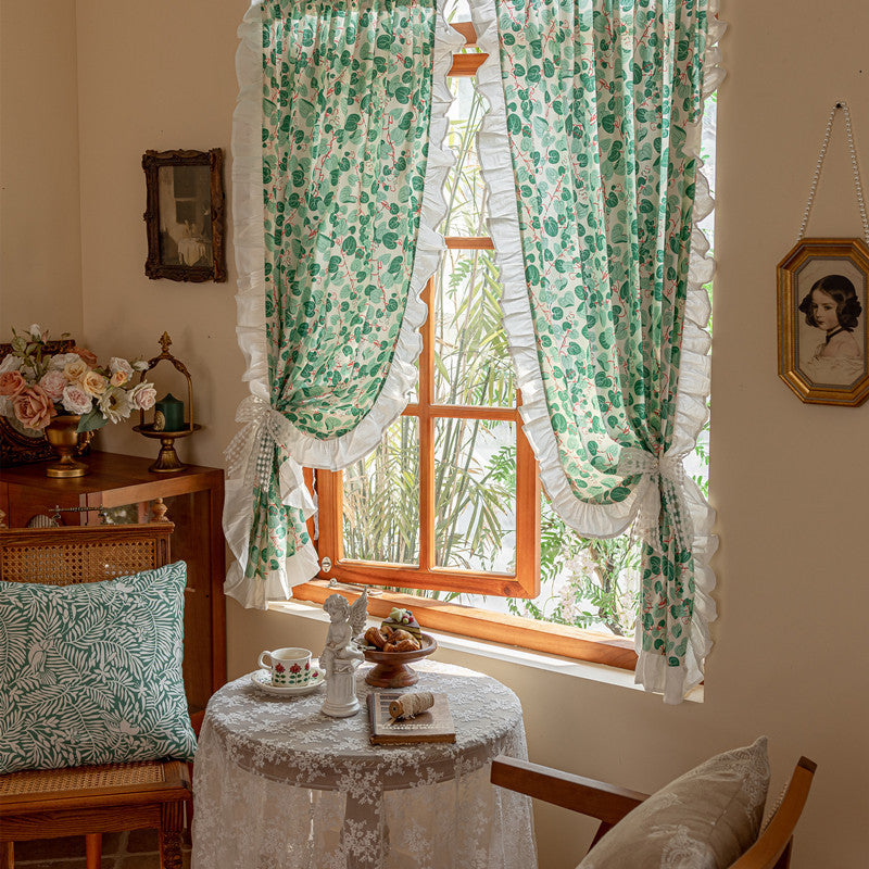 Floral Print Sheer Window Curtains