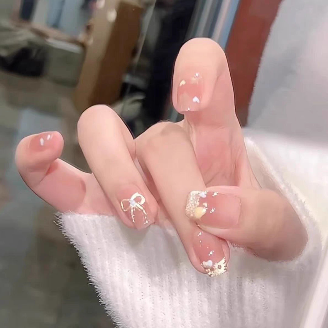Artistic Stiletto Press-On Nails with Silver Accents Bowlift