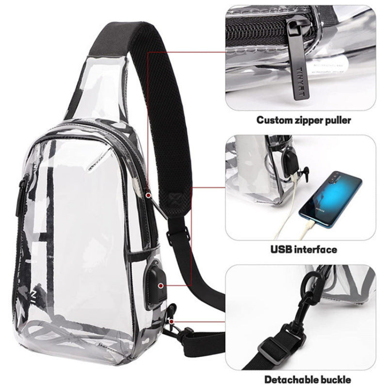Transparent sling bag with practical multi-pocket design Bowlift
