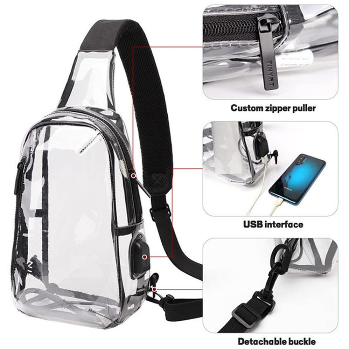 Transparent sling bag with practical multi-pocket design Bowlift