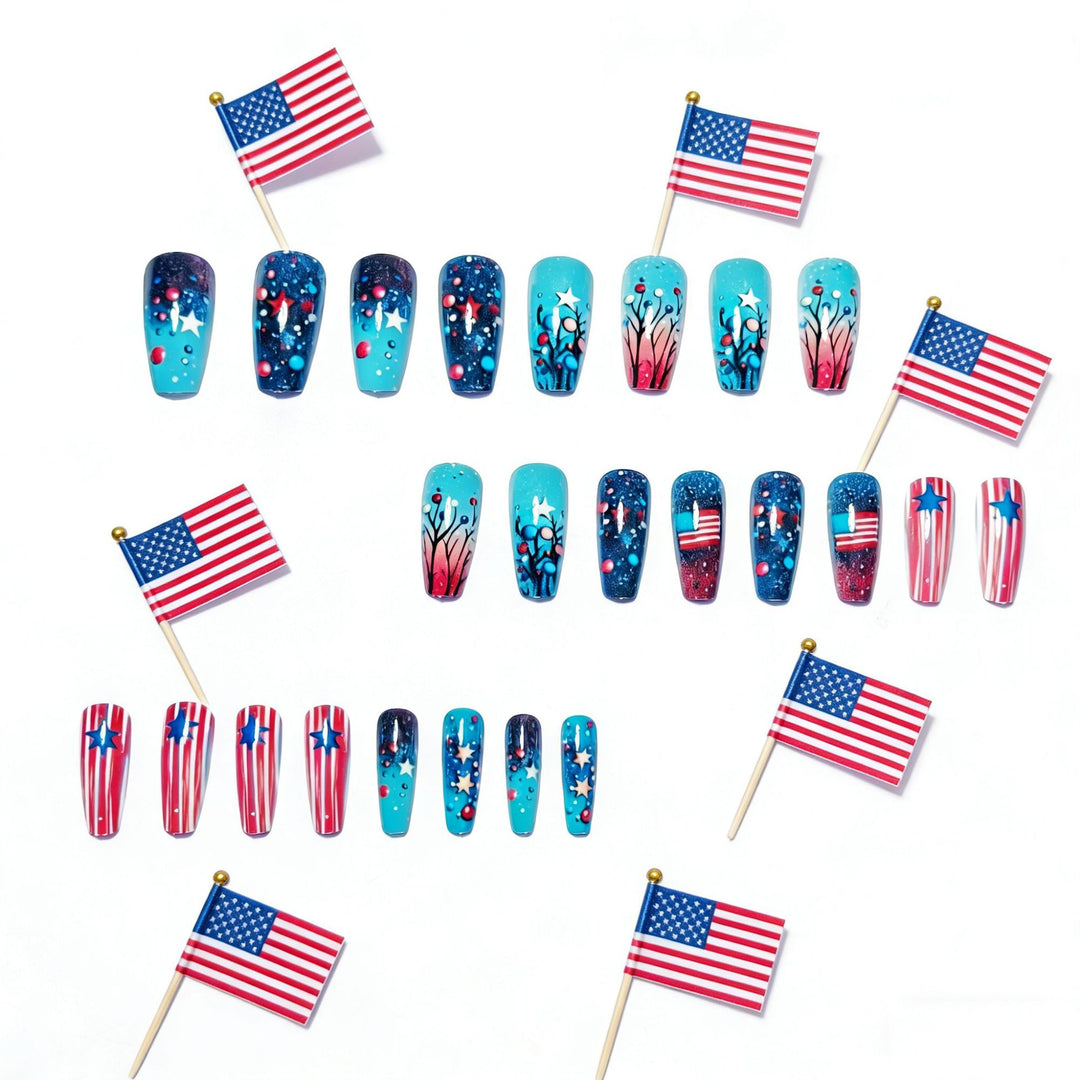 Artificial nails with creative galaxy and star patterns Bowlift