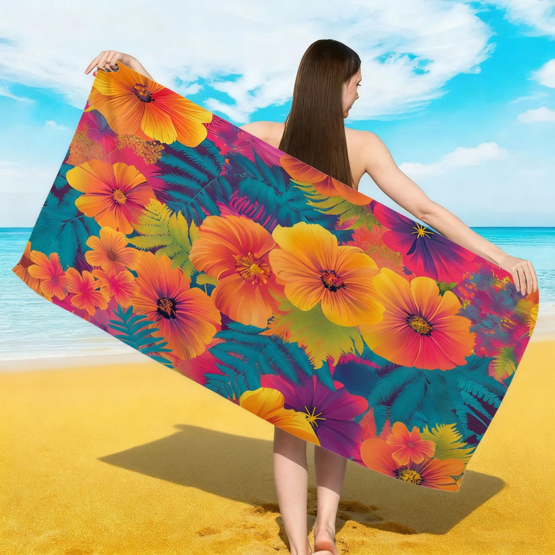 Beach towel with colorful floral pattern Bowlift