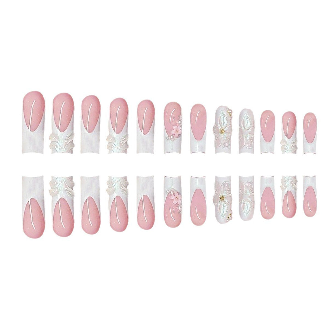 Decorative 3D Floral Press-On Nails Bowlift