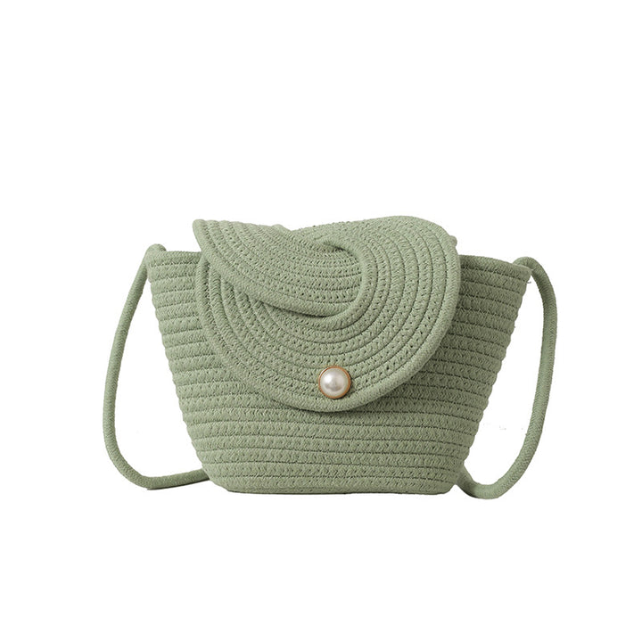 Woven Textured Handbag with Decorative Closure