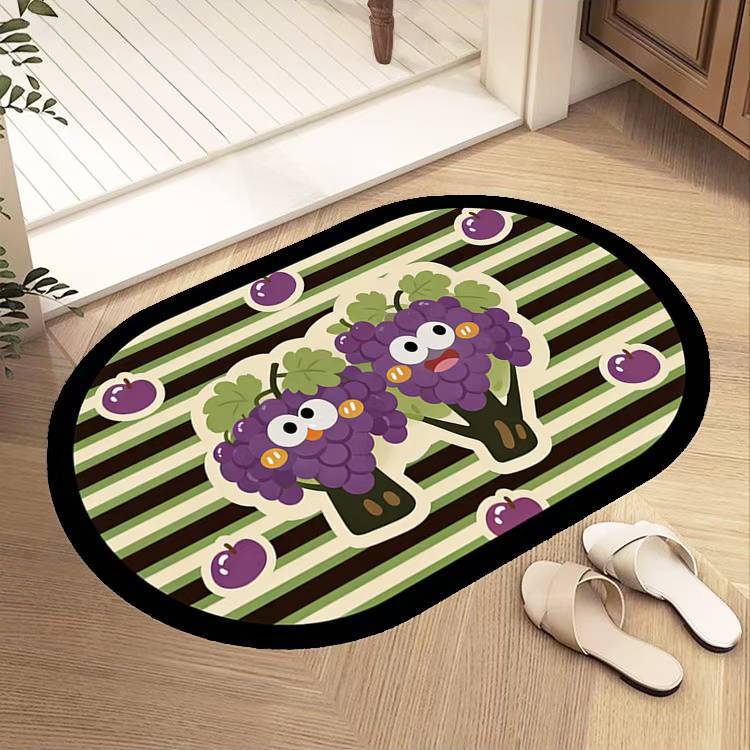 Playful Cartoon Grape-Themed Area Rug