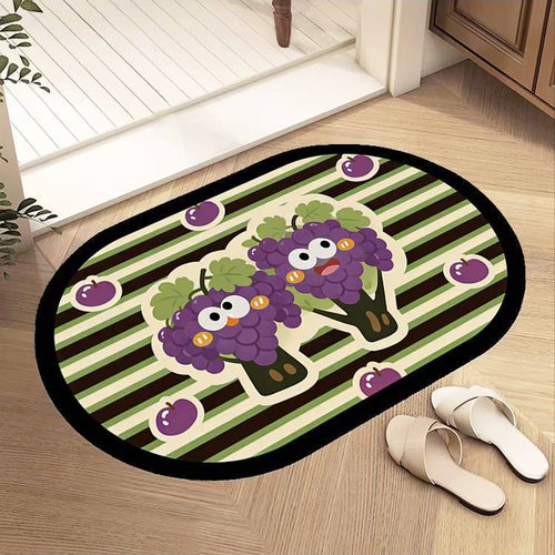 Playful Cartoon Grape-Themed Area Rug