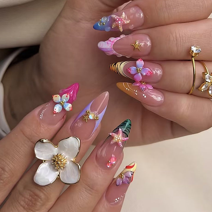 Creative nail art set with luxurious floral and glitter accents Bowlift