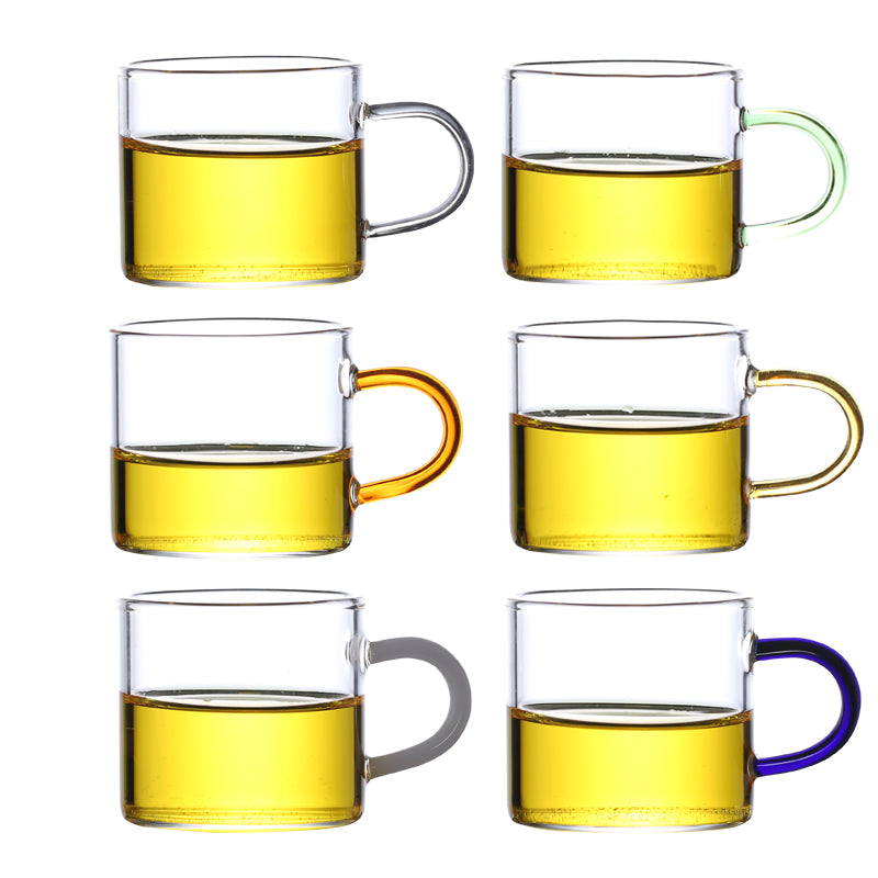 Insulated Double-Walled Glass Teacup Set with Accent Handles Bowlift
