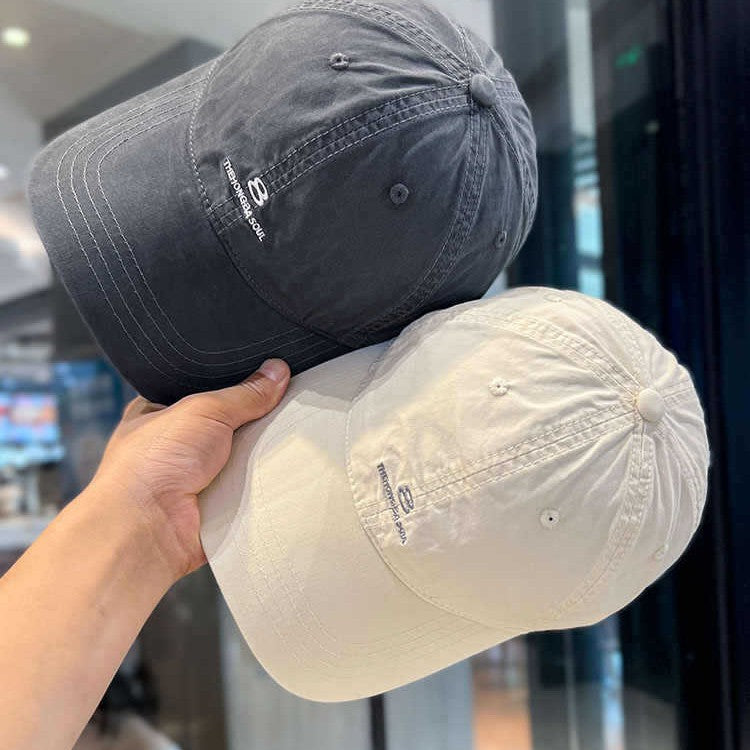 Men's Distressed Cotton Baseball Cap Bowlift