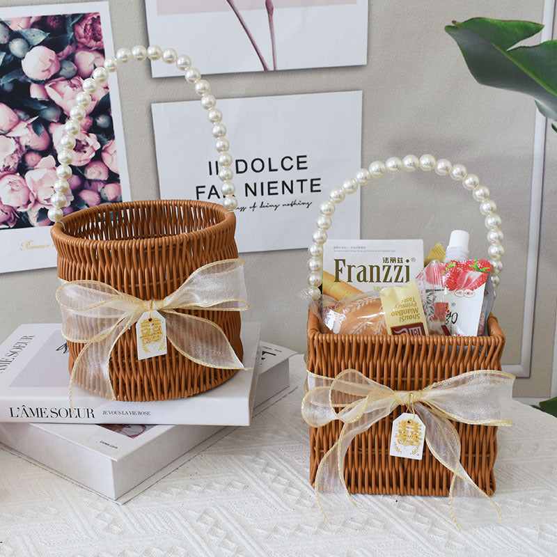 Elegant Handcrafted Rattan Tote Basket Bowlift