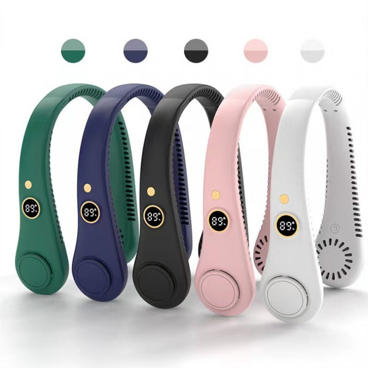 Cooling hands-free wearable neck fan with adjustable speed settings and silent brushless motors Bowlift