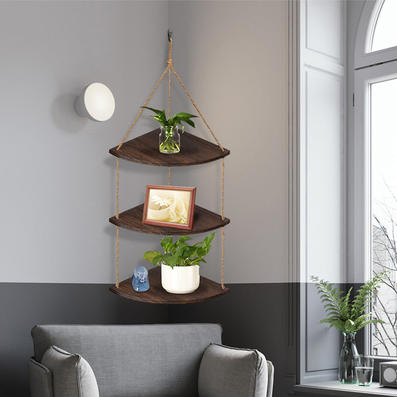 Multi-Tier Hanging Wood Shelf Organizer