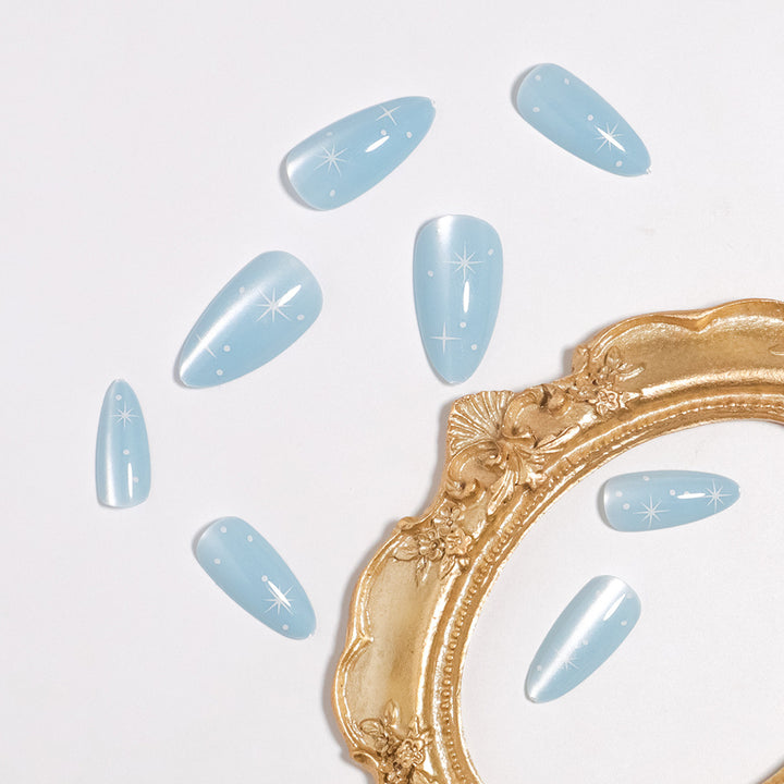 Celestial-Themed Glossy Press-On Nails Bowlift