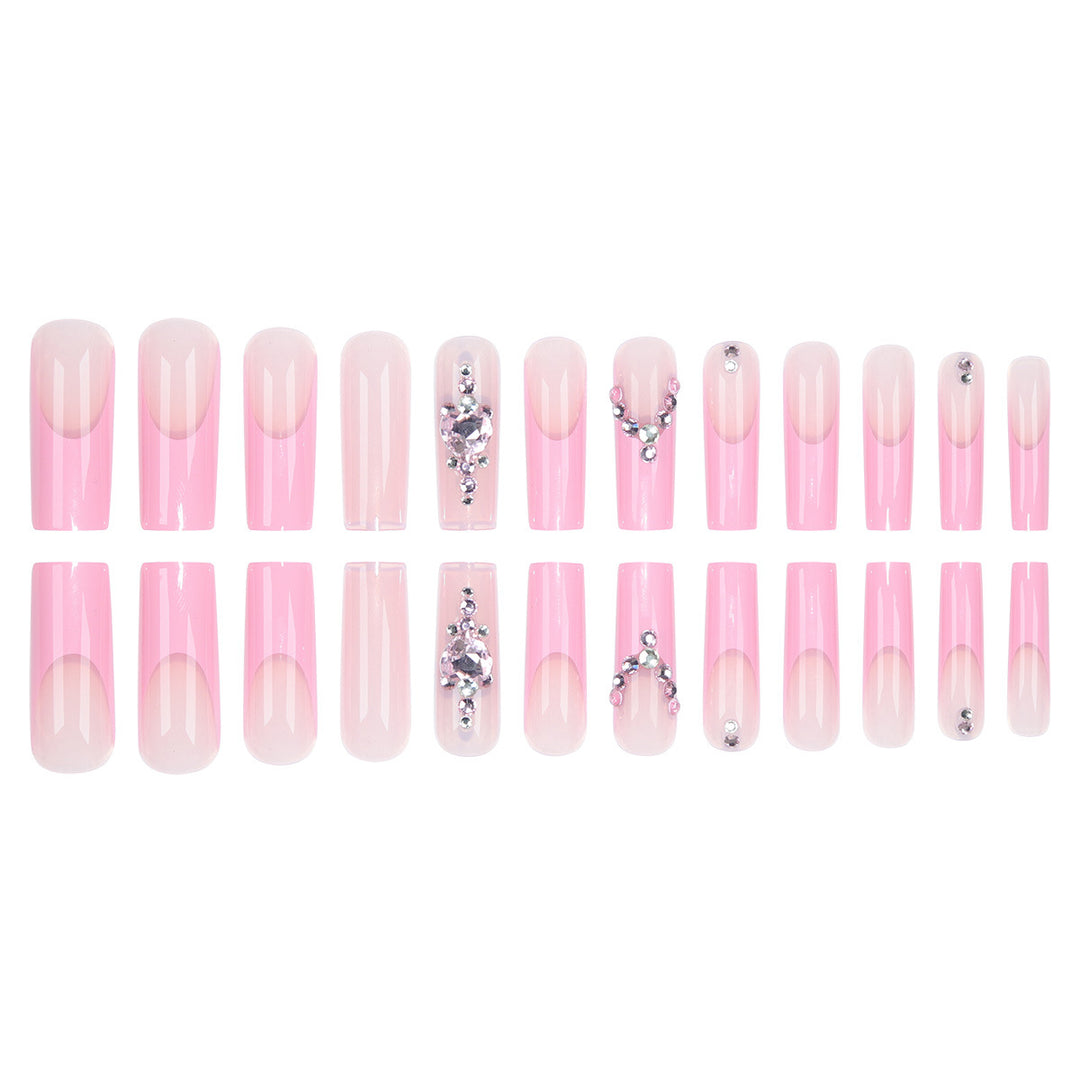 Glamorous Crystal-Embellished Long Press-On Nails Bowlift