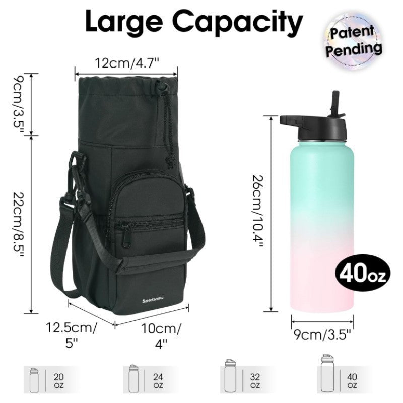 Insulated drinking bottle carrying bag with external compartment Bowlift