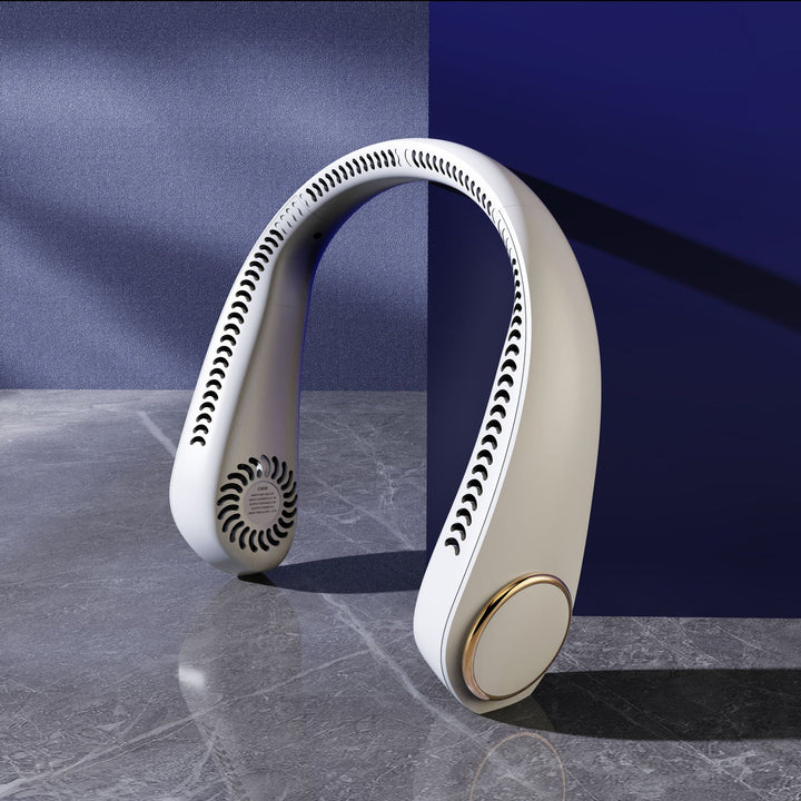 Cooling wearable bladeless neck fan with brushless motor adjustable tri-speed AR airflow Bowlift