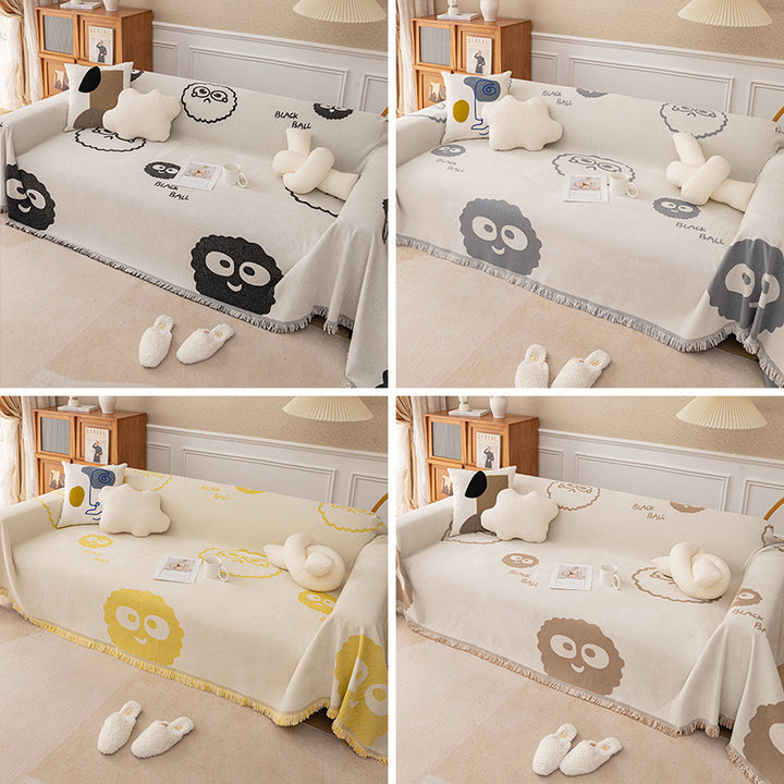 Playful Cartoon-Themed Sofa Throw Blanket