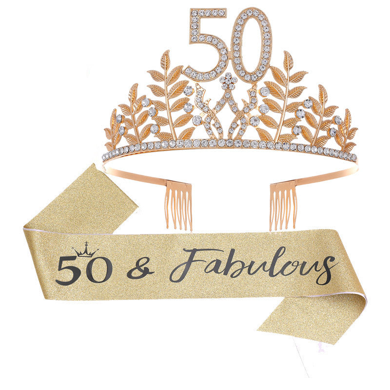 Women's Glamorous Birthday Crown with Shining Rhinestones Bowlift