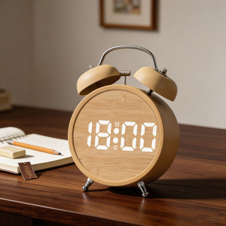 Digital Alarm Clock in Modern Design with Large LED Display Bowlift